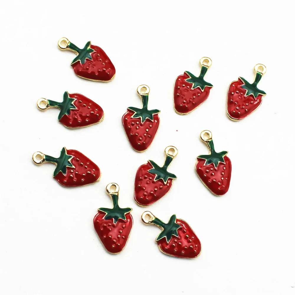 40pcs Strawberry Pendant for Necklace 20.5mm Strawberry Charms Jewelry