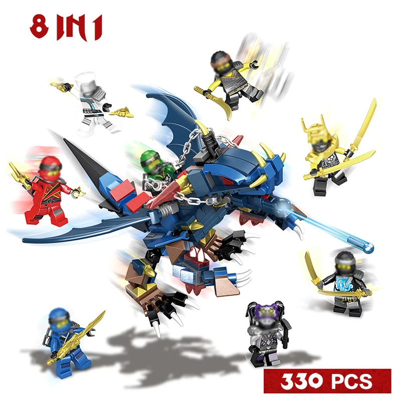 

331pcs Ninjago Dragon Building Blocks 8 in 1 Compatible LegoINGly blocks ninja Figures Construction Toys for Children