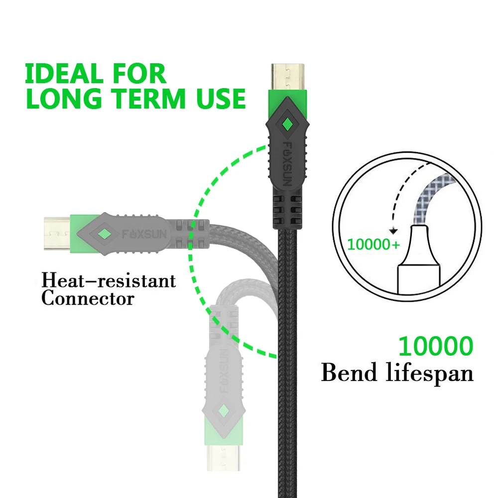 مايكرو usb كابل الروبوت شاحن كابل النايلون مضفر مزامنة و شحن سريع لسامسونج ، أوقد ، الروبوت الذكية ، المجرة s7