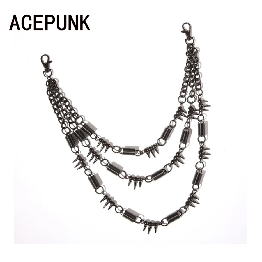 

New black rivet Punk Hip-hop multi-layer metal trousers Belt Waist chain men's fashion Male Pants Chain influx of people belt