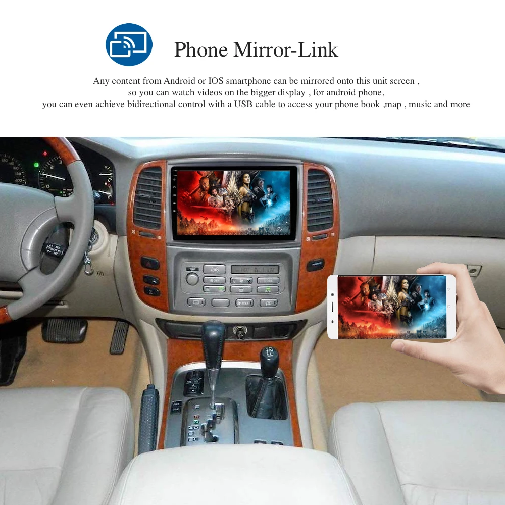 Perfect Stereo Head Unit Android 9.0 GPS for Toyota Land cruiser LC100 2003 - 2008 IPS Screen auto-radio navigation 4Gb ram PX5 8-Core 3