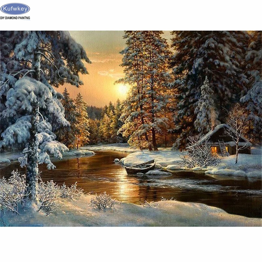 

5D DIY Diamond Painting Beautiful Snow Scenic Embroidery Full Square Diamond Cross Stitch Rhinestone Mosaic Painting Home Decor