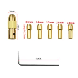 7 шт. 0,5-3 мм латунный вал электродвигателя Зажимной патрон сверло микро цанги Цанга твист электронный адаптер Dremel с 1 шт. гаечный ключ