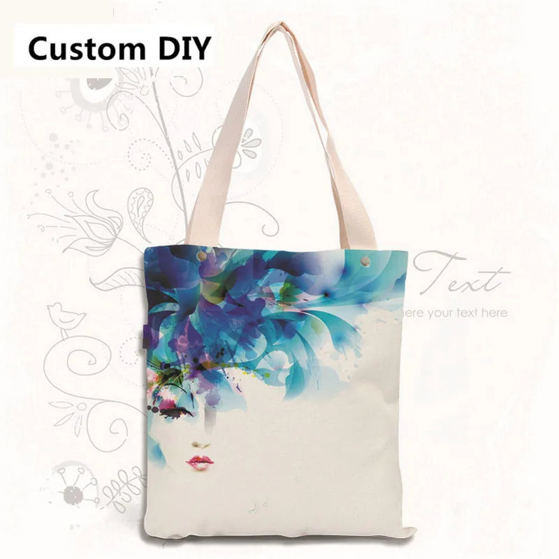 Casual Canvas Shopping Bag DIY Personal Tailor Bag Abstract Face