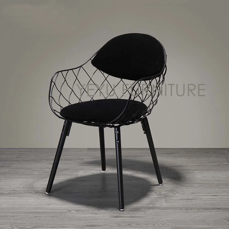 Минималистический современный дизайн металлический стальной проволочный стул с твердой деревянной ножной основой современный дизайн домашняя мебель модный стул из обеденного гарнитура