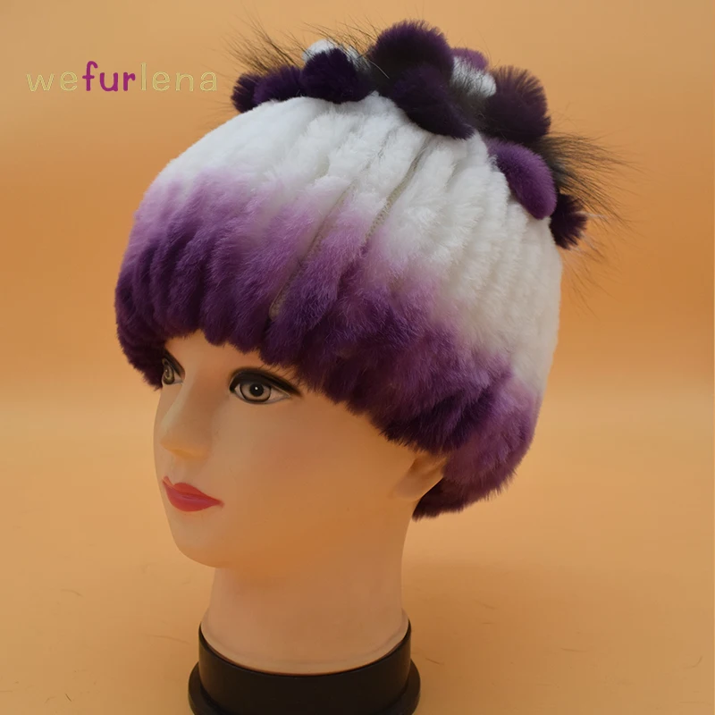 

Women Hat For Winter Adult Floral Novelty Genuine Rex Rabbit Fur Skullies Top Flower Beanies 2017 New Hot Sell Elastic Cap