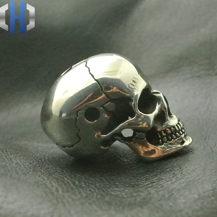 Brass Skull Head Three Links DIY Paracord Beads Umbrella Pendants Personalized Accessories EDC Knife Beads diy beads accessories