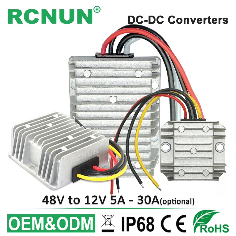 

36V 48V to 12V 13.8V 5A 10A 15A 20A 25A 30A Step Down DC DC Converter Golf Cart Voltage Reducer High Quality RCNUN CE RoHS