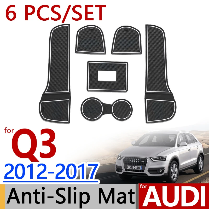 

Anti-Slip Rubber Cup Cushion Door Mat for Audi Q3 8U 2012 2013 2014 2015 2016 2017 2018 Sline S-Line SQ3 RS Q3 Car Accessories