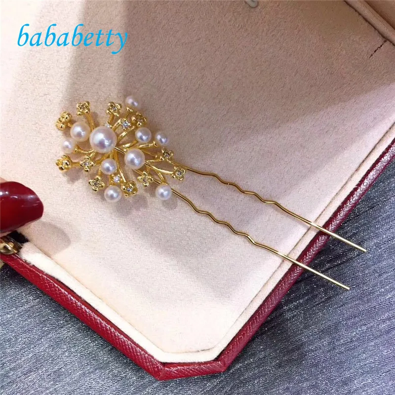 New fashion wild natural freshwater pearls bun bride hair hair bunin Hair Jewelry from Jewelry