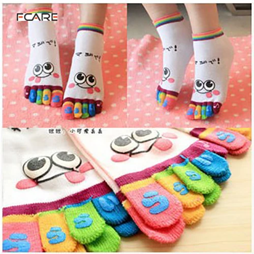 Fcare 12 P C S = 6 пар творческий мультфильм хлопок носок носки для девочек chaussettes orteils прекрасный женские носки