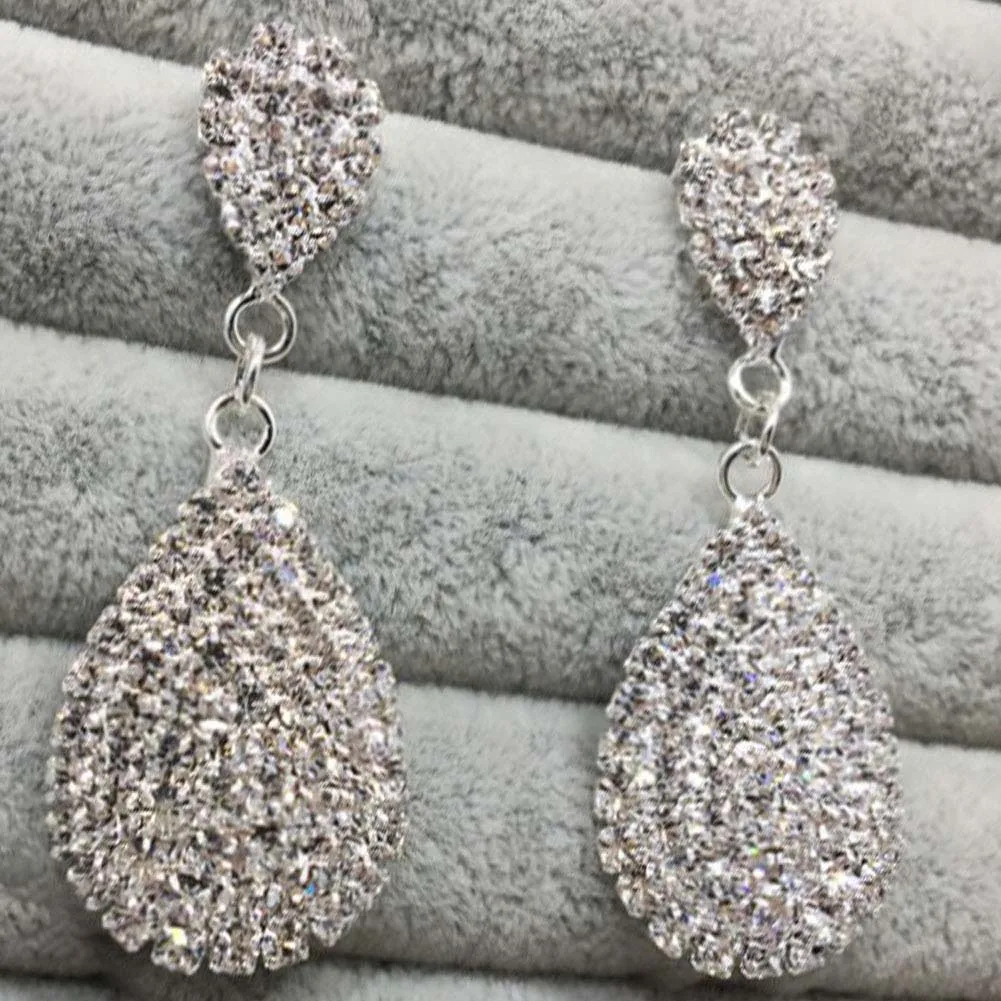 New Mode Style Fashionable Crystal Color Long Drop Earrings Teardrop