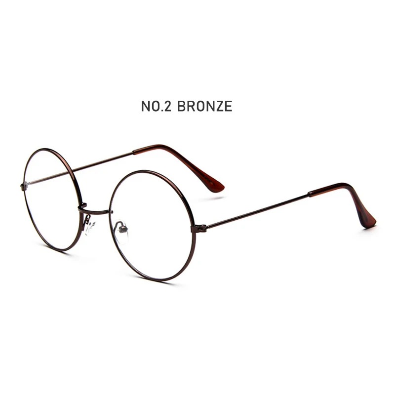 Модные классические ретро большие круглые винтажные стеклянные оправы, металлическая оправа, прозрачные линзы, очки для глаз, женские и мужские оптические очки - Цвет оправы: C2 Bronze