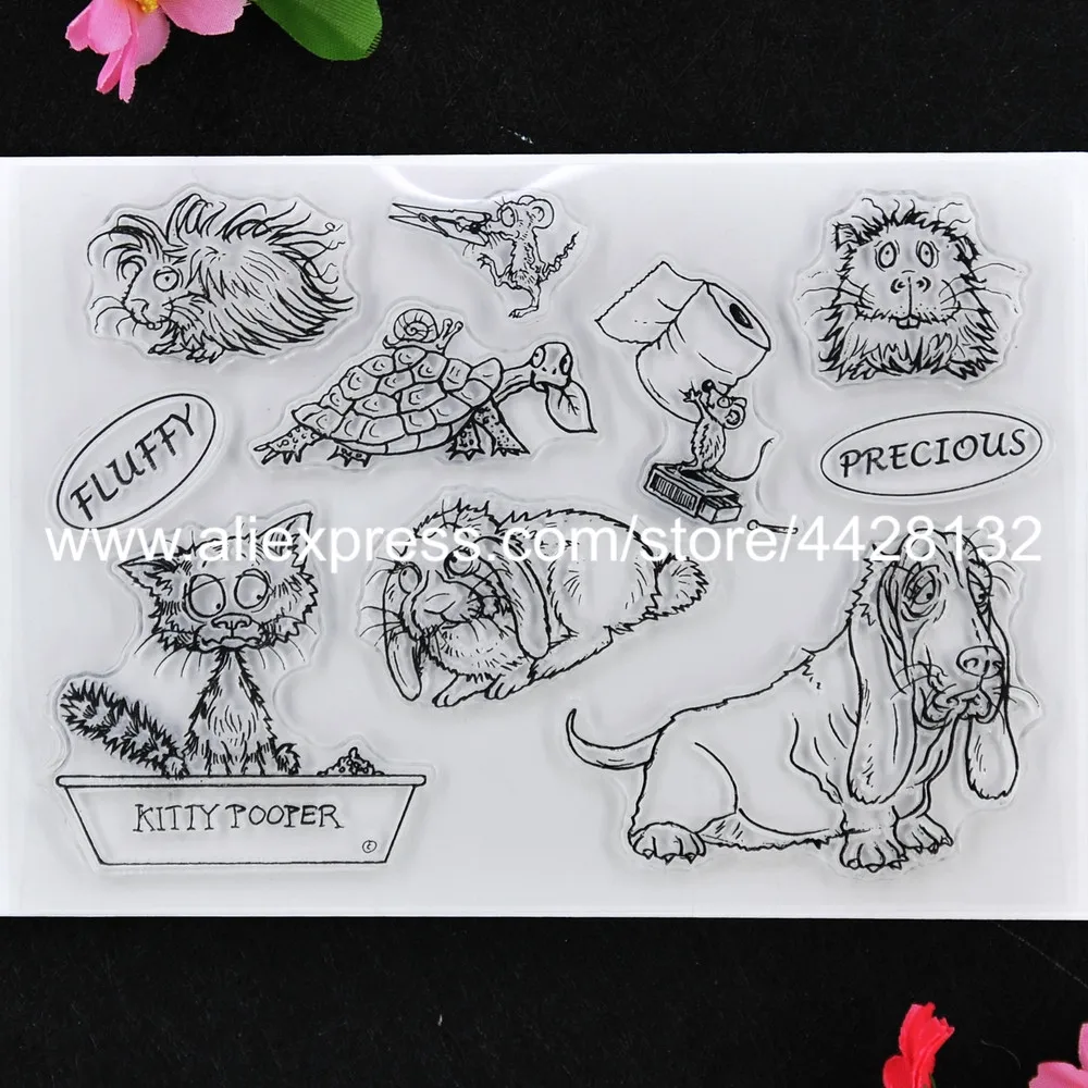 

Animal Dog Cat Tortoise Mouse Scrapbook photo cards rubber stamp clear stamp transparent stamp 9061816