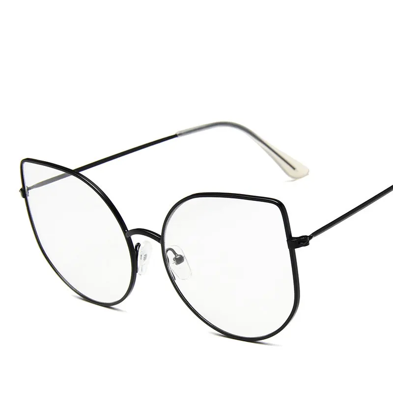 Новые корейские Металлические кошачьи глаза плоские зеркальные женские модные очки в большой оправе Популярные разноцветные новейшие модели известного бренда