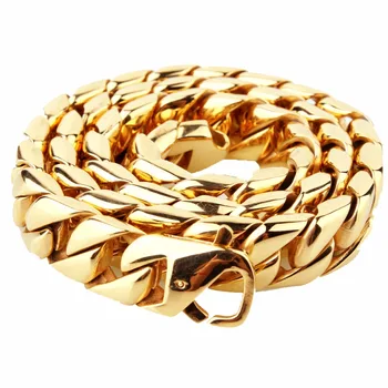 

8-40 Inches Custom Size Biker Men's Casting Stainless Steel Gold Color Curb Cuban Link Chain Necklace Or Bracelet Jewelry 15mm