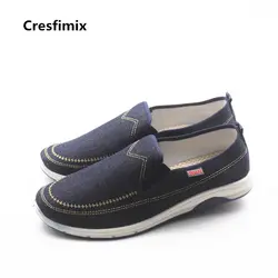 Cresfimix zapatos hombre; Мужская модная парусиновая обувь без шнуровки; мужская стильная Уличная обувь из джинсовой ткани; стильная удобная мужская