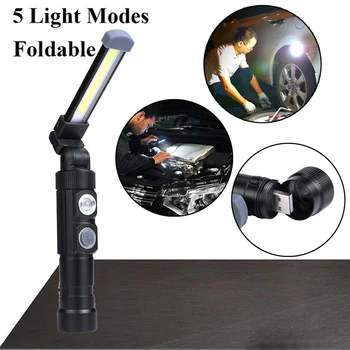 

Portable COB LED Rechargeable Work Light Magnet Flashlight Torch Lamp Light Self Defense Multifunction Floodlight F#4S29