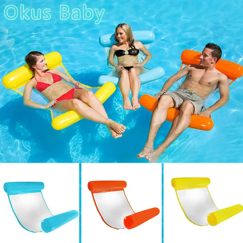 

2019 Foldable Floating Water Hammock Float Lounger Floating Toys Inflatable Floating Bed Chair Swimming Pool Inflatable Hammock