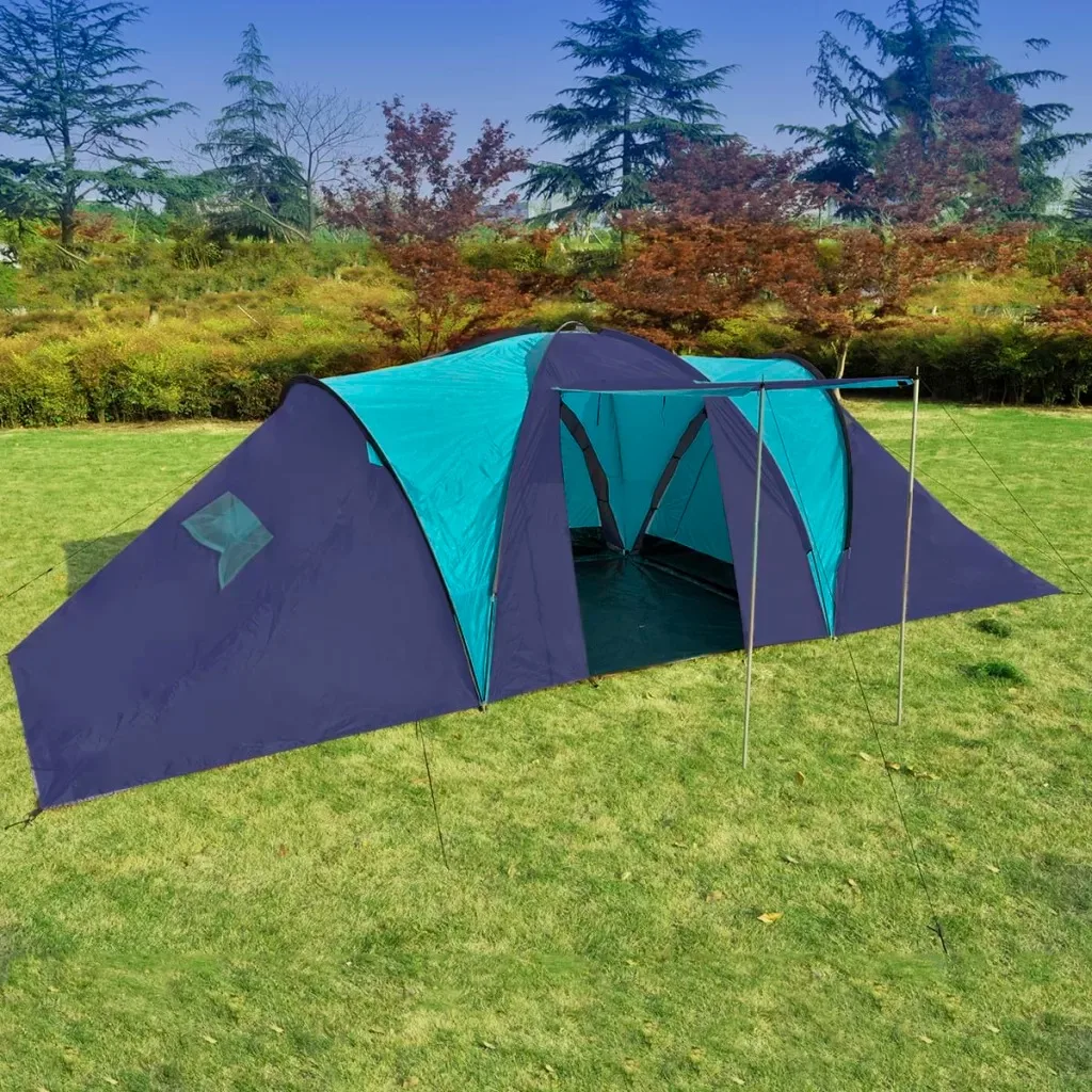

VidaXL Camping Tent 9 People Dark Blue And Blue Big Tent 100% Polyester Waterproof Outdoor Tents With Window Mosquito Net