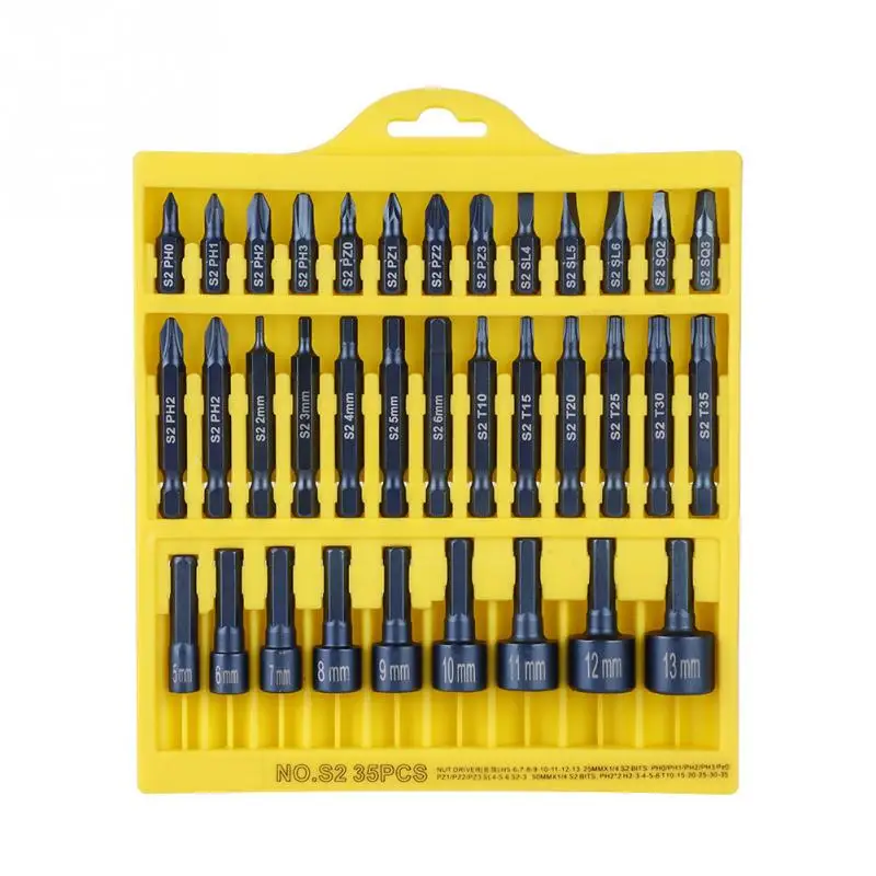 

35Pcs/Lot Multifunctional Magnetic Accuracy Screwdriver Bits Set Hand Repair Tool Kit for Car Bike
