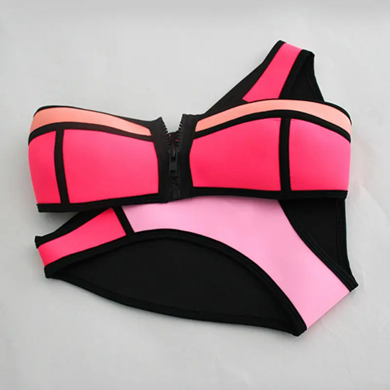 

Hot Swimwear Bikini For Women Swimsuit Neon Biquine Bandeau Bathing Suits Zipper Biquini Swim Suit Maillot Femme Swimming Suit