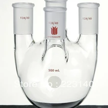 F2145911Synthware, фляга, круглое дно, 4 высокий ворот, вертикальный, Ёмкость: 500 мл, центр шарнира: 24/40, бортовое Соединение: 19/22, передний шарнир: 14/20