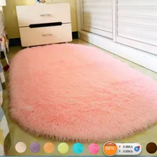 Милый коврик в форме эллипса розового цвета для спальни гостиной длинный ворс мохнатый мягкий ковер популярный нескользящий детский коврик(1 шт) 12 цветов