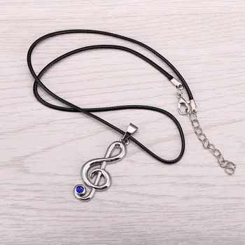 

12pcs/lot Hot Anime Hatsune Miku Silver Metal Necklace musical note Logo Pendant Cosplay Accessories Jewelry