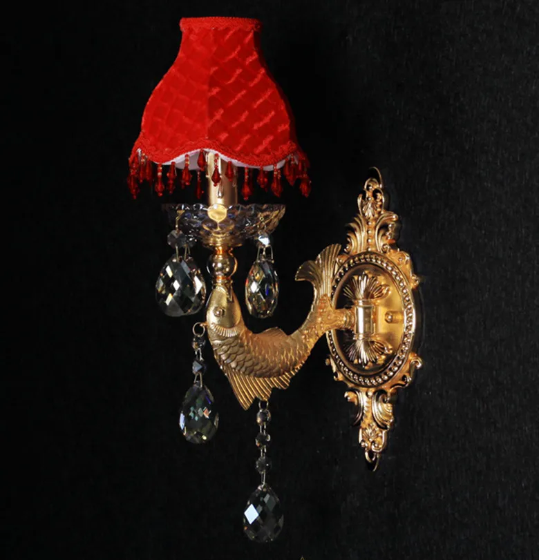 

Inn Guesthouse wall sconce Hotel room 1 lights crystal wall lamps multi color lampshadesbedroom reading light Led wall lights