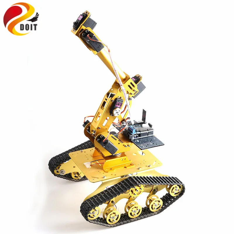 TS300 RC Tank Chassis with 7 DOF Robot Arm for Arduino DIY Educational Project