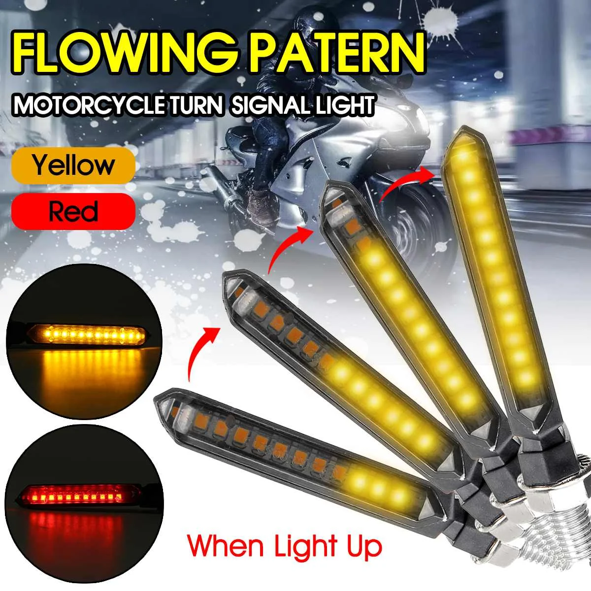 

Motorcycle Turn Signal Light Sequential Flowing Water Blinker Flashing Indicator Lamps for Honda/Suzuki