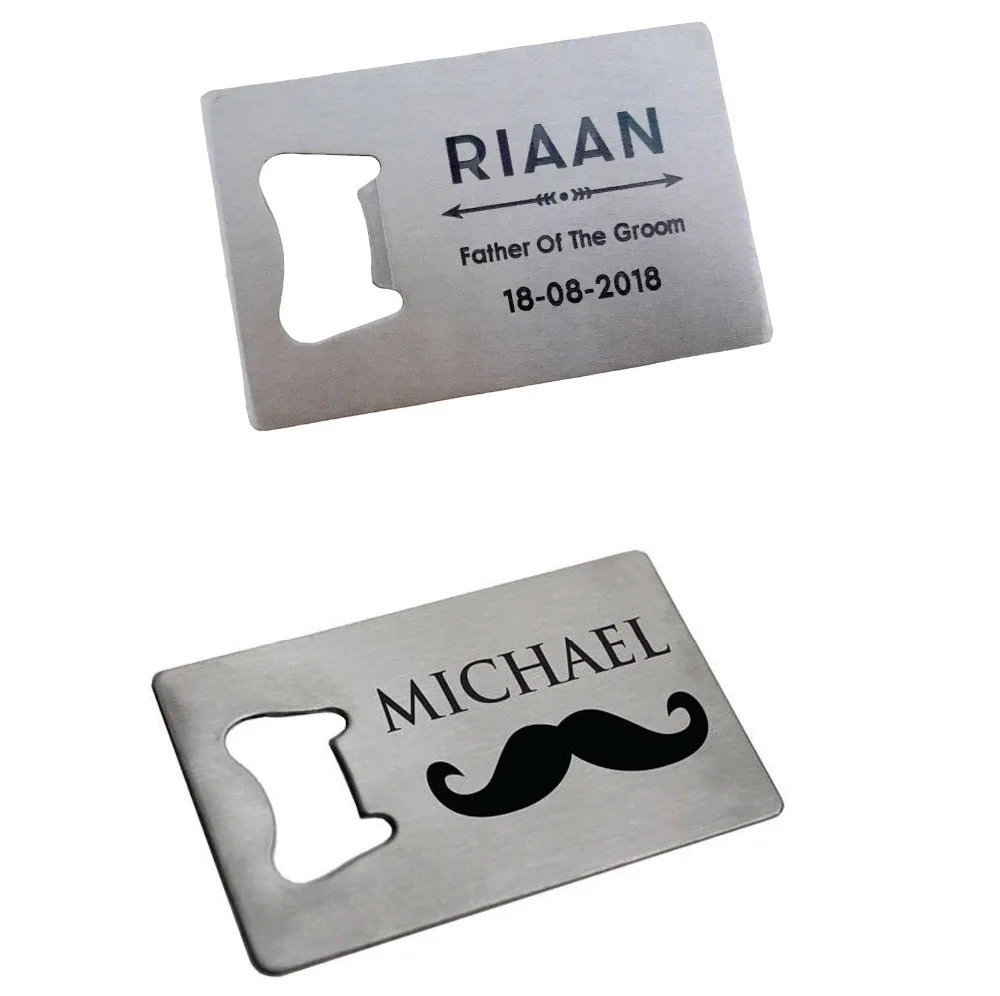 

5pcs Personalized Metal Business Card Beer Bottle Openers Stainless Steel Credit Card Sized Bottle Opener