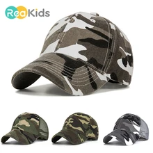 REAKIDS/камуфляжная сетчатая бейсболка для мальчиков, Детская кепка, весенне-летняя шапочка для мальчиков и девочек, детская повседневная Кепка, Летние Стильные Детские шапки