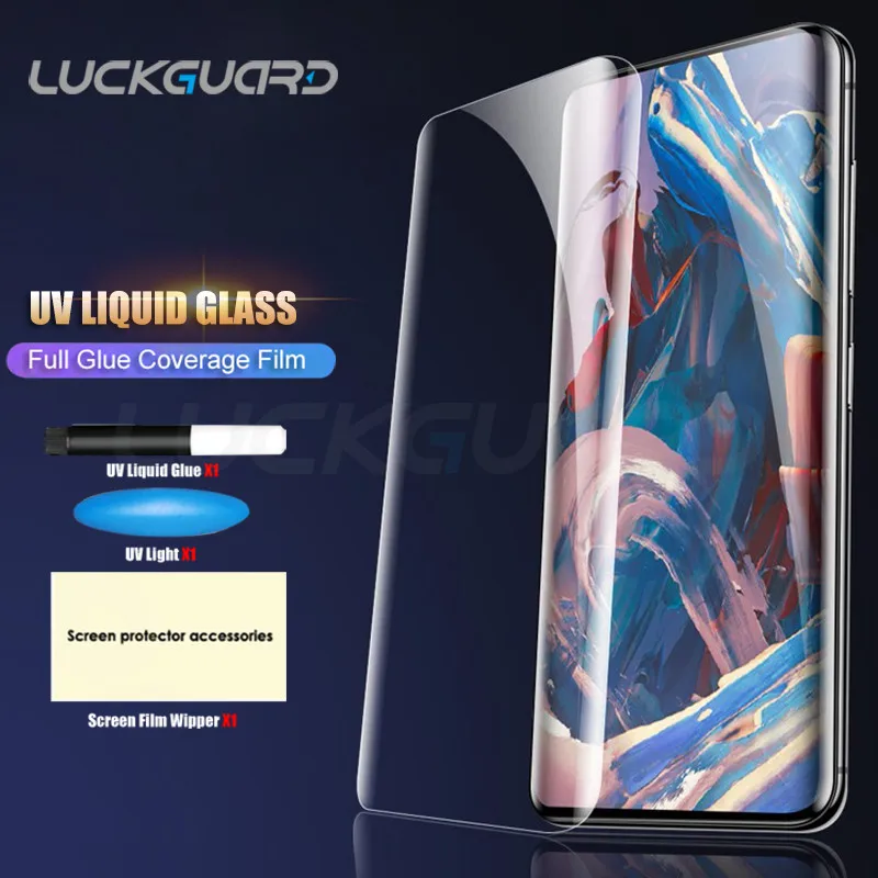 

10D UV Liquid Curved Full Glue Tempered Glass For Oneplus 7 Pro 7pro One Plus 7 Pro 1+7 Pro Screen Protector Full Cover 9H Film