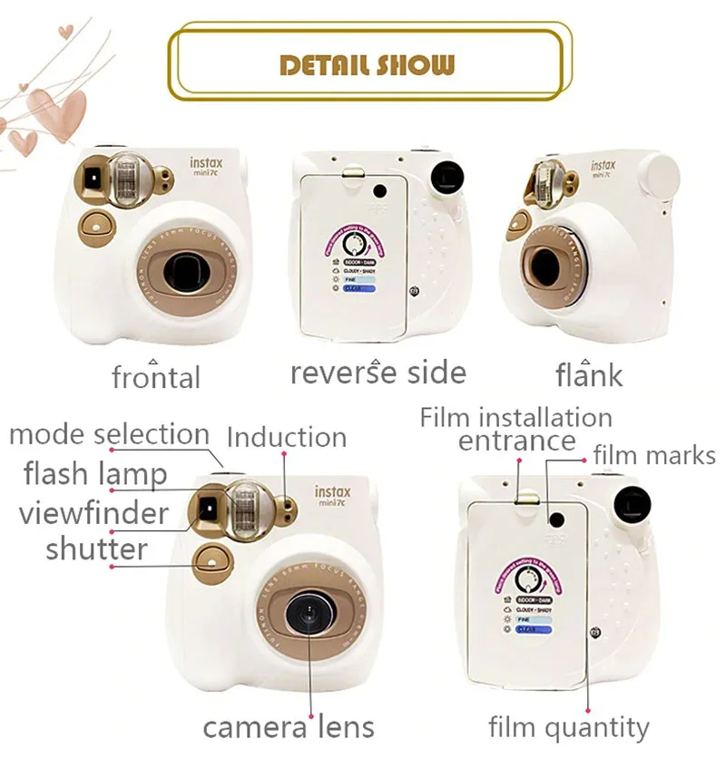 Оригинальная мгновенная фотокамера Fuji Fujifilm Instax Mini 7C фотопленка молочного цвета