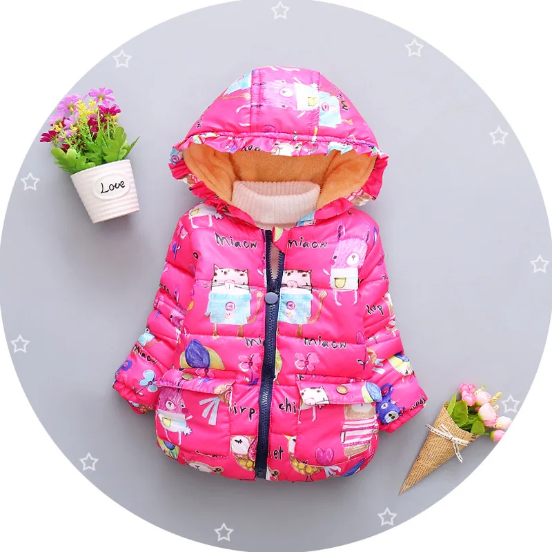 BibiCola/детская зимняя одежда коллекция года, Детская верхняя одежда для девочек Детская толстовка с меховым капюшоном, теплая парка, куртка для детей, пальто с героями мультфильмов