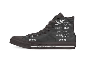 

Fear Doesn't Shut You Down High Top Canvas Shoes Flat Casual Custom Unisex Sneaker Drop Shipping