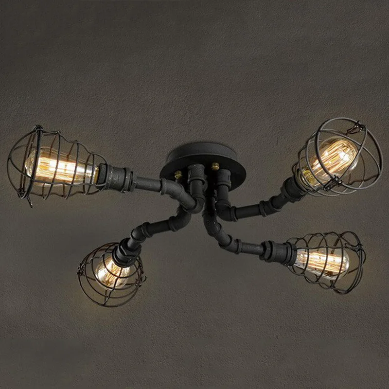 

4/6/8/10 Heads Retro Industrial Water Pipe Ceiling Light Creative Pipe Light Bar Restaurant Light Coffee Shop Decoration Lamp