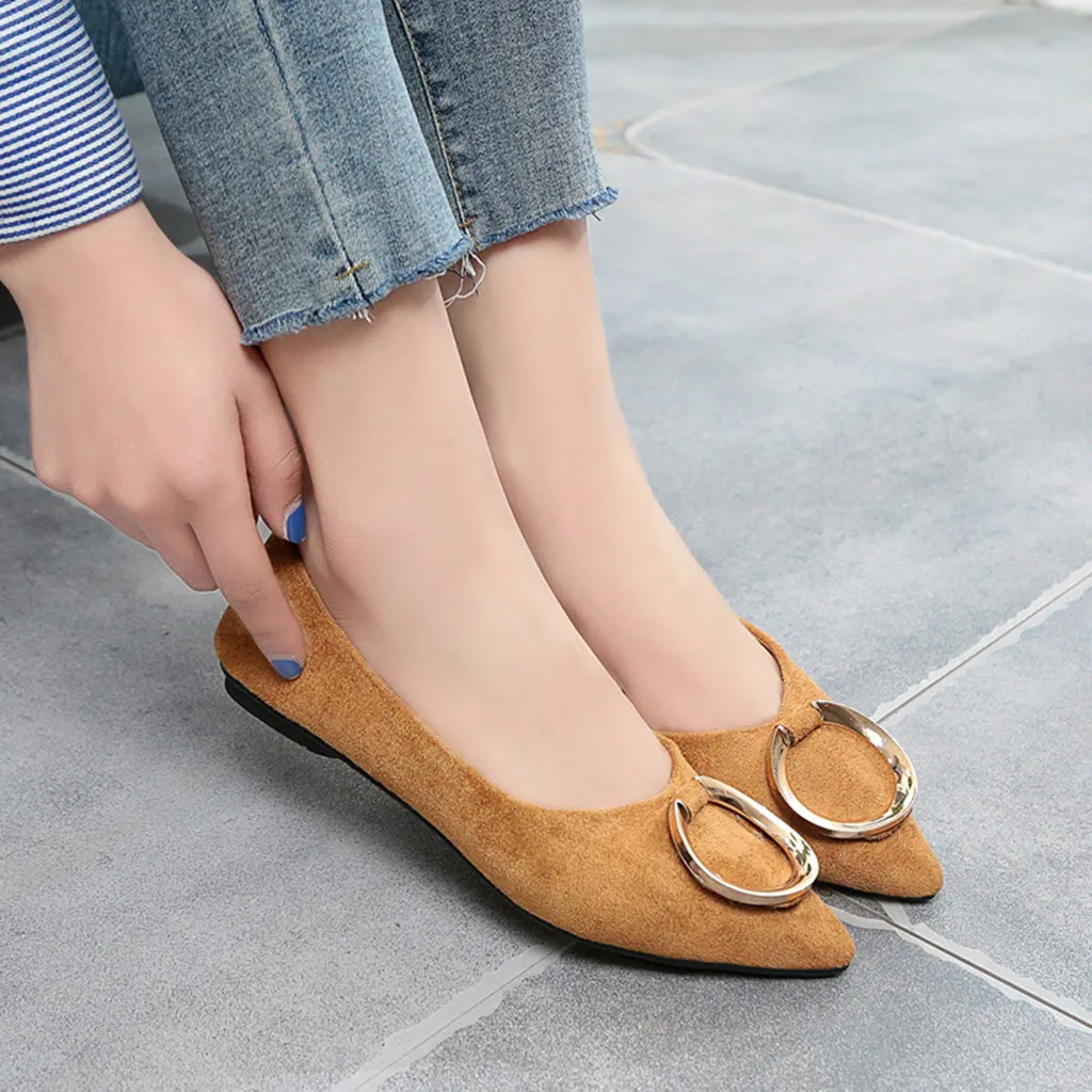 Zapatos de mujer женская модная повседневная обувь с острым носком для работы на плоской