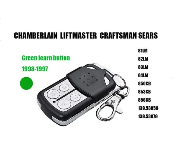 Chamberlain Liftmaster 81LM 82LM 850CB 853CB зеленый Кнопка обучения 390 МГц Совместимость Двери Гаража Пульт дистанционного управления