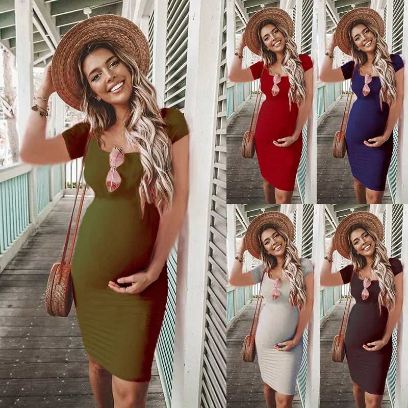 

Oeak Women's Side Ruched Maternity Clothes Bodycon Dress Casual Sleeve Dresses Womens Clothing Plus Size