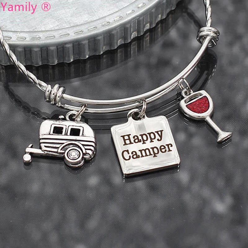 Yamily 8 шт./лот браслет Happy Camper подарок для кемпинга RV дорожный прицеп