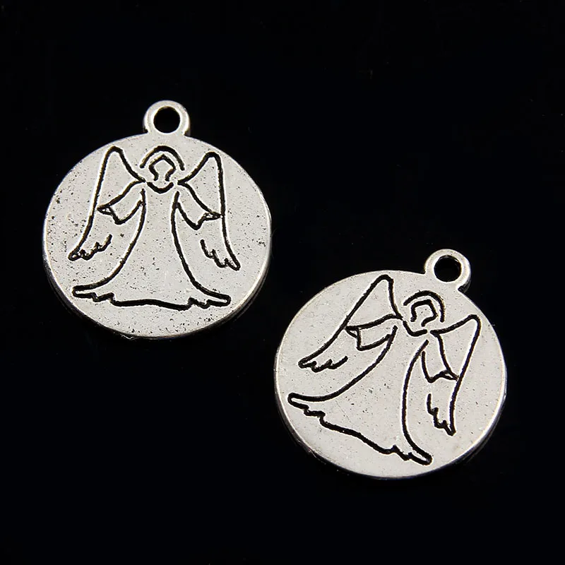 

30Pcs Guardian Angel For Happiness Antique Tibetan Silver Bead Charms DIY Fashion Pendant Fit Bracelet Necklace Jewelry 17*17mm