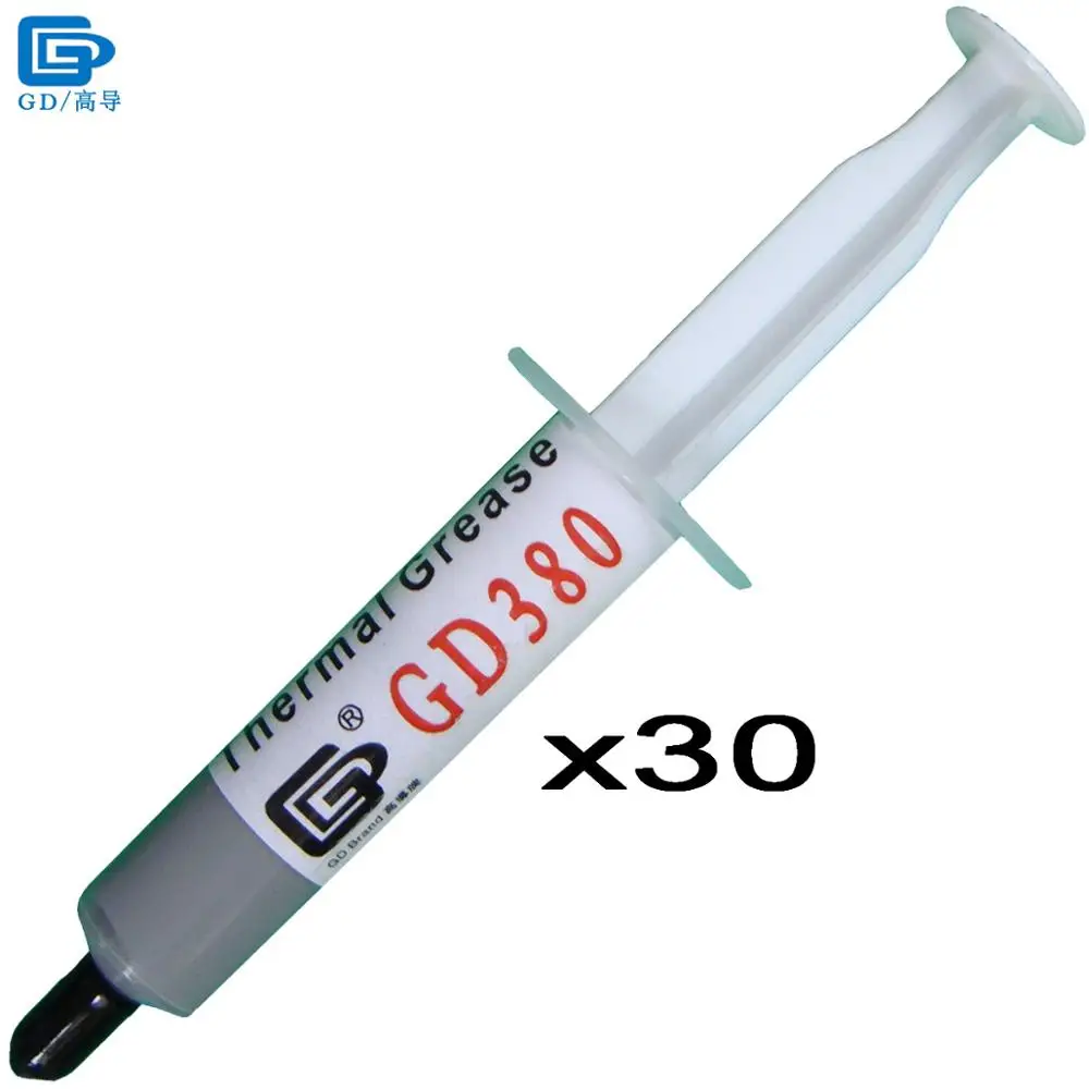 

GD380 Thermal Conductive Grease Paste Silicone Plaster Heat Sink Compound 30 Pieces Net Weight 7 Grams Gray Syringe Packing SY7