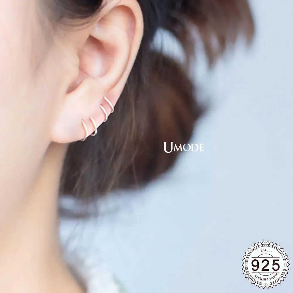 

UMODE Korean Fashion Real 925 Sterling Silver Earrings for Women Silver Stud Earrings Open Twist Pendientes Fine Jewelry ULE0488