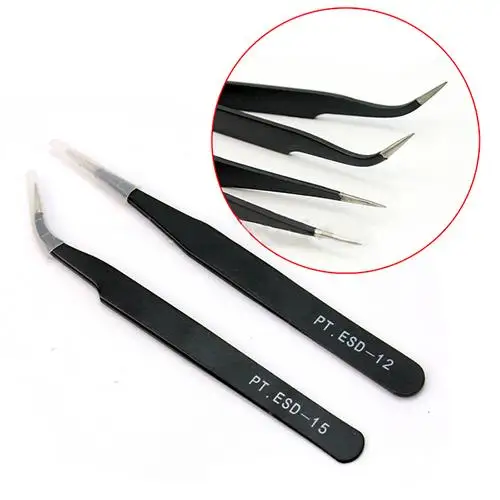

2Pcs Straight Curved Tweezers for Nail Arts Eyelash Extension Nipper Picking Tool Beauty & Health