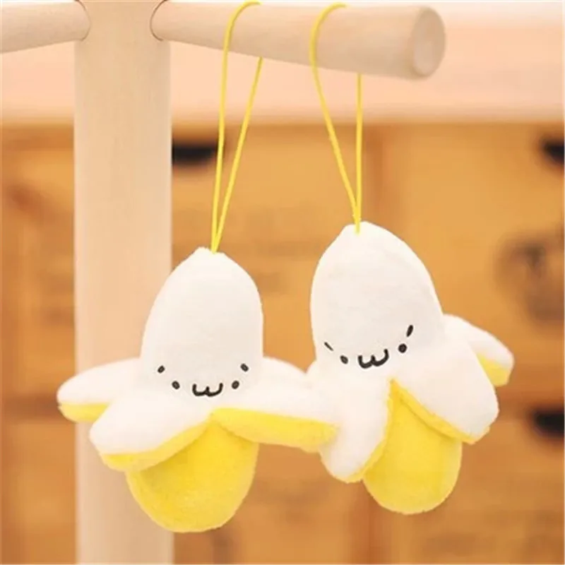 

2PCS Kawaii Mini 6CM Yellow Banana Plush Stuffed Toy Phone Strap Bag Pendant Key Chain Toys Doll Flower Bouquet Wedding Dolls