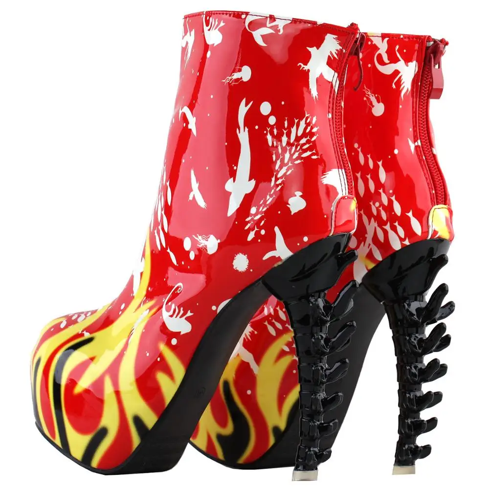 animal print high heel ankle boots