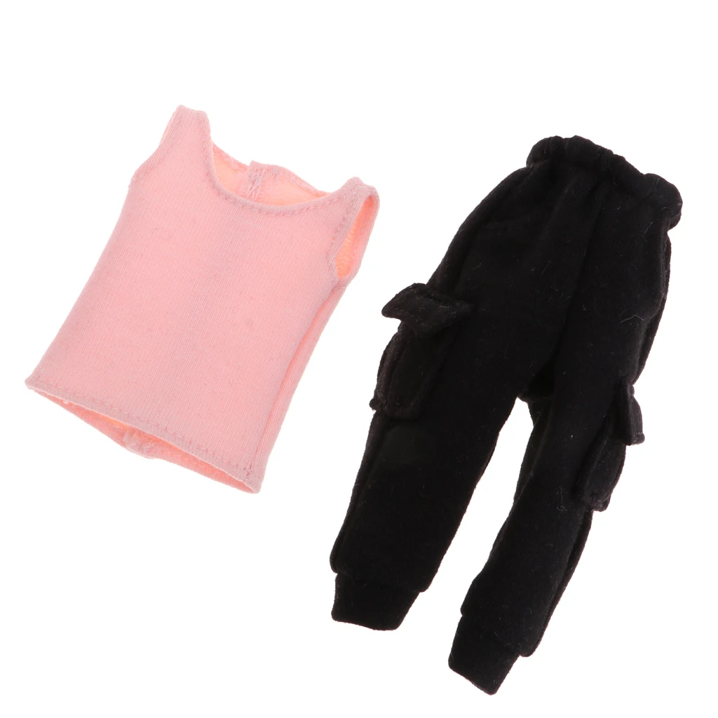  Pink Vest and Black Slack Casual Garment Set Party Dress Up For Blythe Doll Clothes Accs